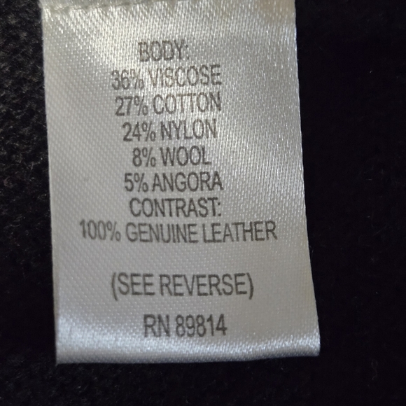 Stella Carakasi Black Tunic Sweater Assymetrical Hem Leather Back Size Small - Picture 16 of 16